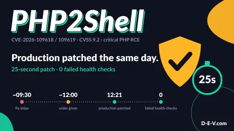 PHP2Shell: הפרודקשן עודכן באותו היום, ב־25 שניות, בלי אף בדיקת תקינות שנכשלה